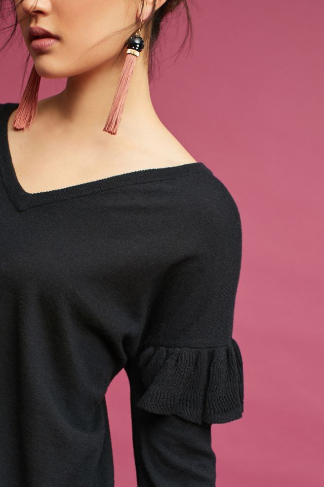 Ruffled V-Neck Pullover #2