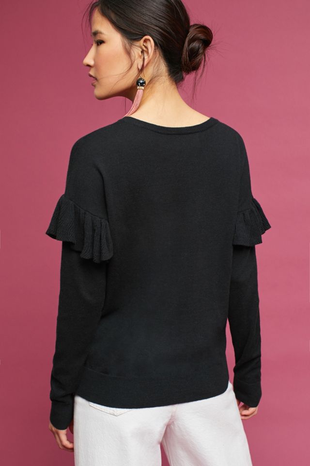 Ruffled V-Neck Pullover #3