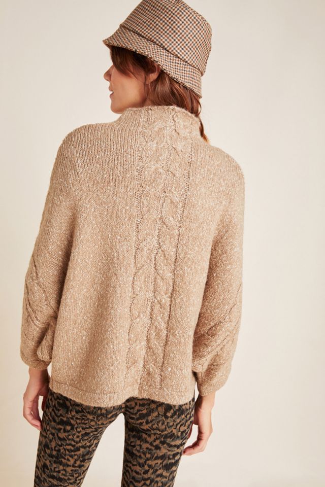 Mya Cable-Knit Poncho Sweater #1
