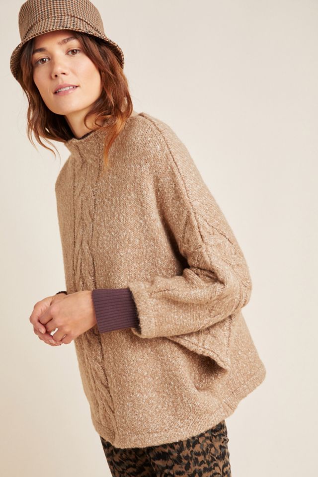 Mya Cable-Knit Poncho Sweater #2