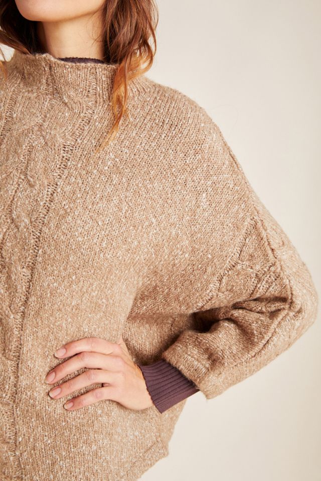 Mya Cable-Knit Poncho Sweater #3
