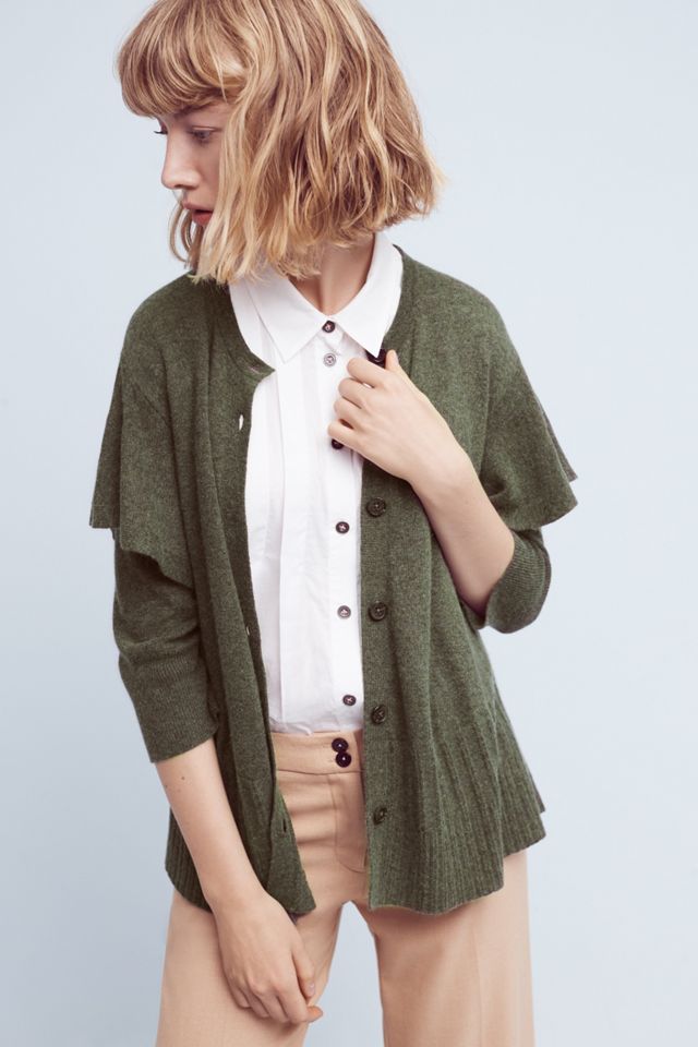 Ruffled Shoulder Cardigan #1