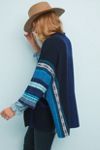 Jora Knit Hood Cardigan In Black With Herringbone Wool Blend
