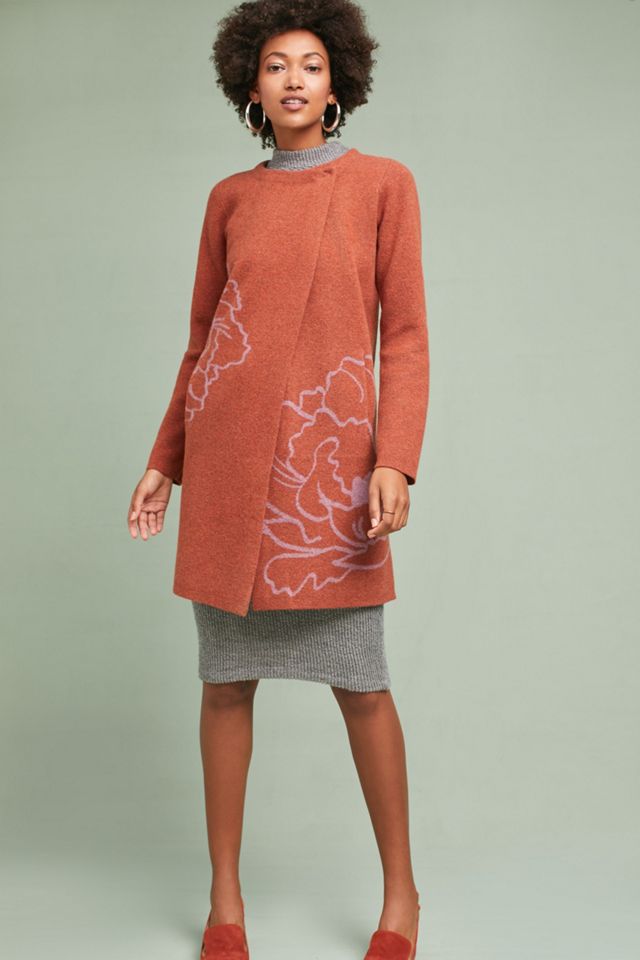 Floral Intarsia Car Coat #1