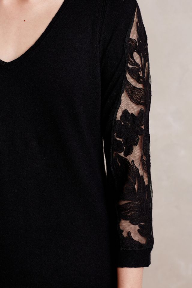 Lace-Sleeve V-Neck #3