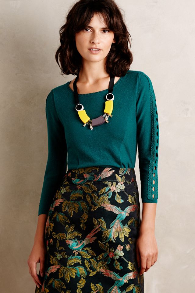 Lace-Sleeve Pullover