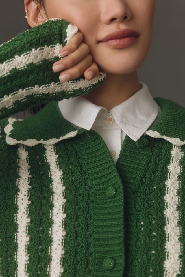 Cardigan crocheté à col en maille ajourée 4SI3NNA #3