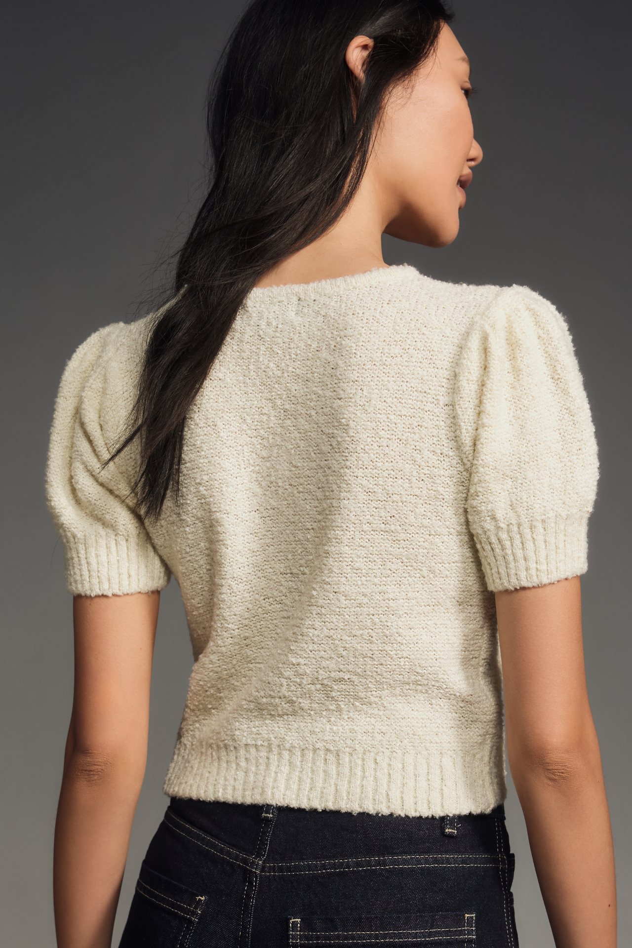 4SI3NNA Textured Keyhole Sweater Tee