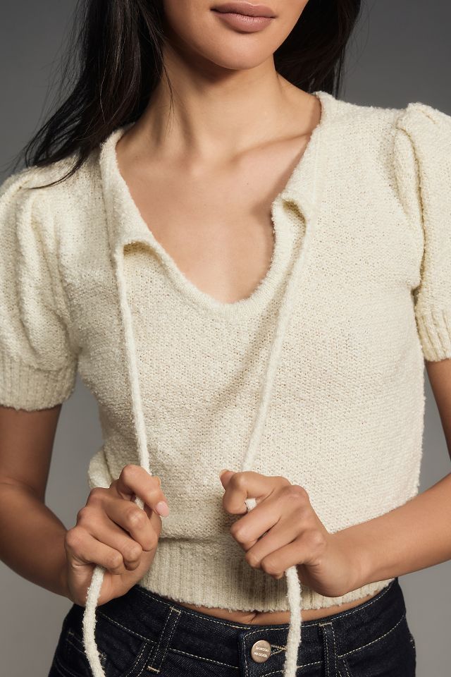 4SI3NNA Textured Keyhole Sweater Tee | Anthropologie