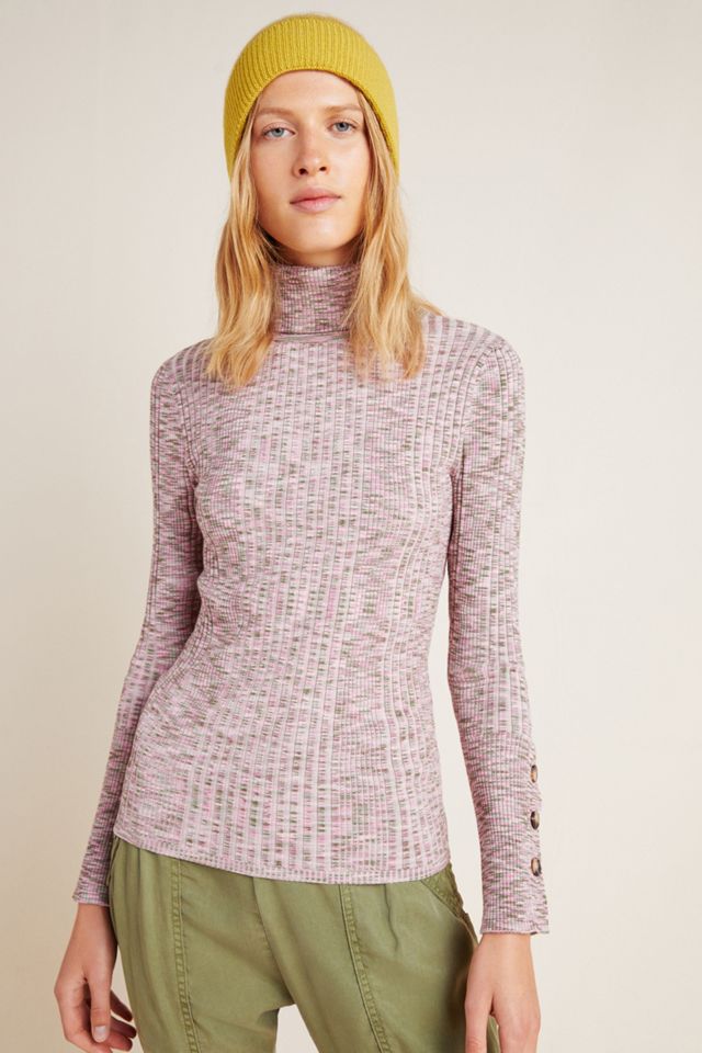 Button-Sleeve Turtleneck #3