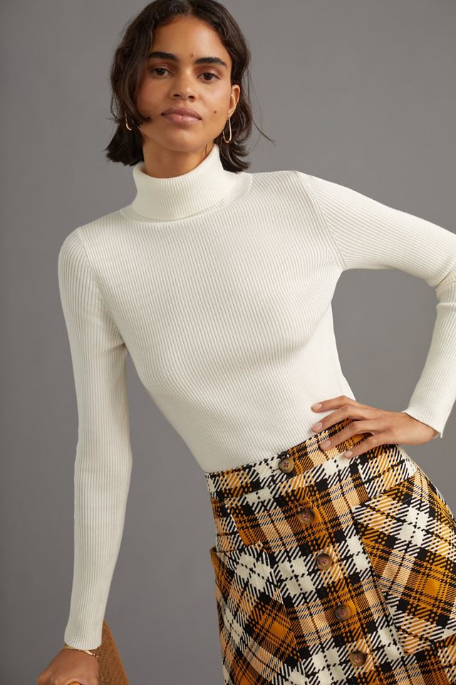 Maeve Button-Sleeve Turtleneck #1