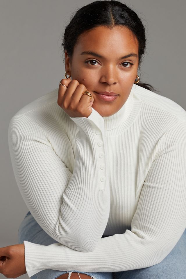 Maeve Button-Sleeve Turtleneck #6