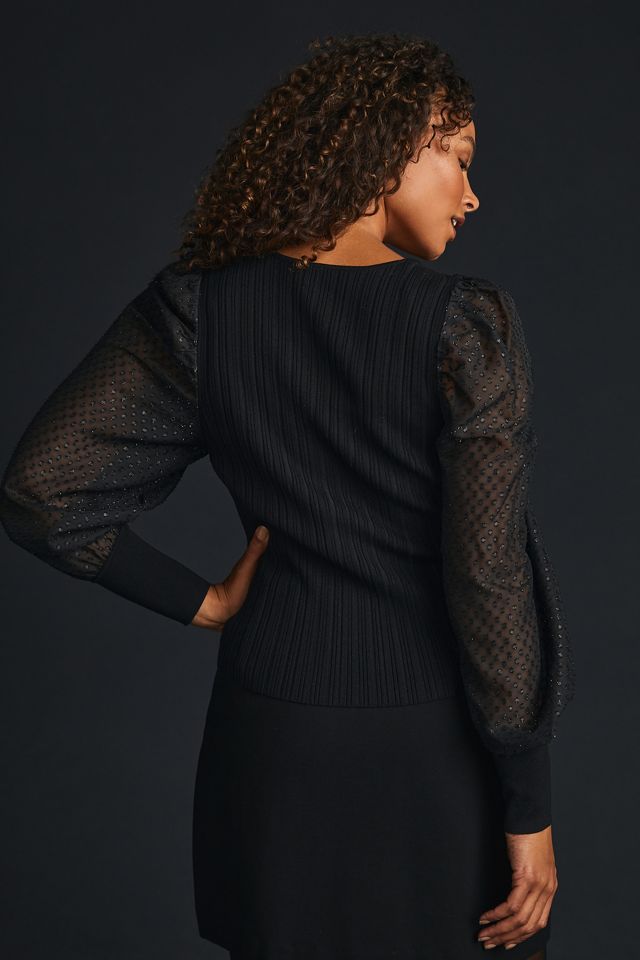 By Anthropologie Puff-Sleeve Shimmer Sweater #6