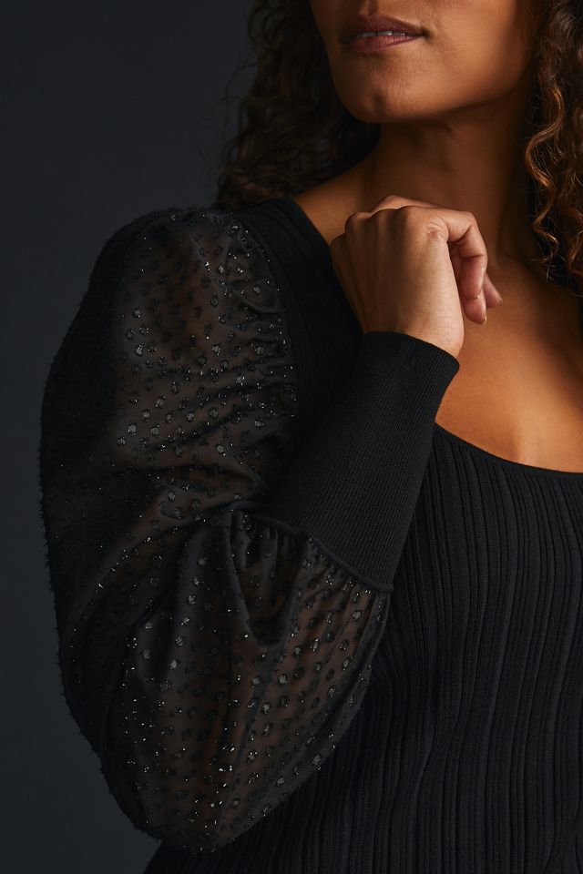 By Anthropologie Puff-Sleeve Shimmer Sweater #7