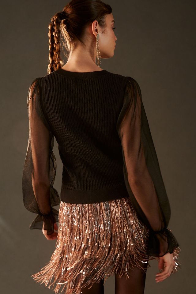 Maeve Sheer-Sleeve Sweater #1