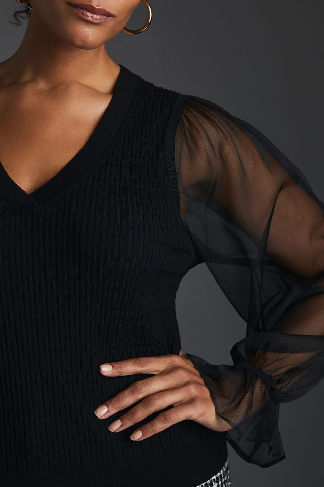 Maeve Sheer-Sleeve Sweater #6