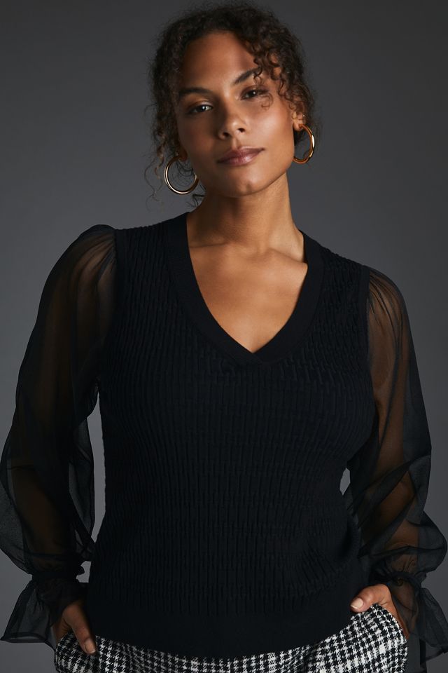 Maeve Sheer-Sleeve Sweater #7