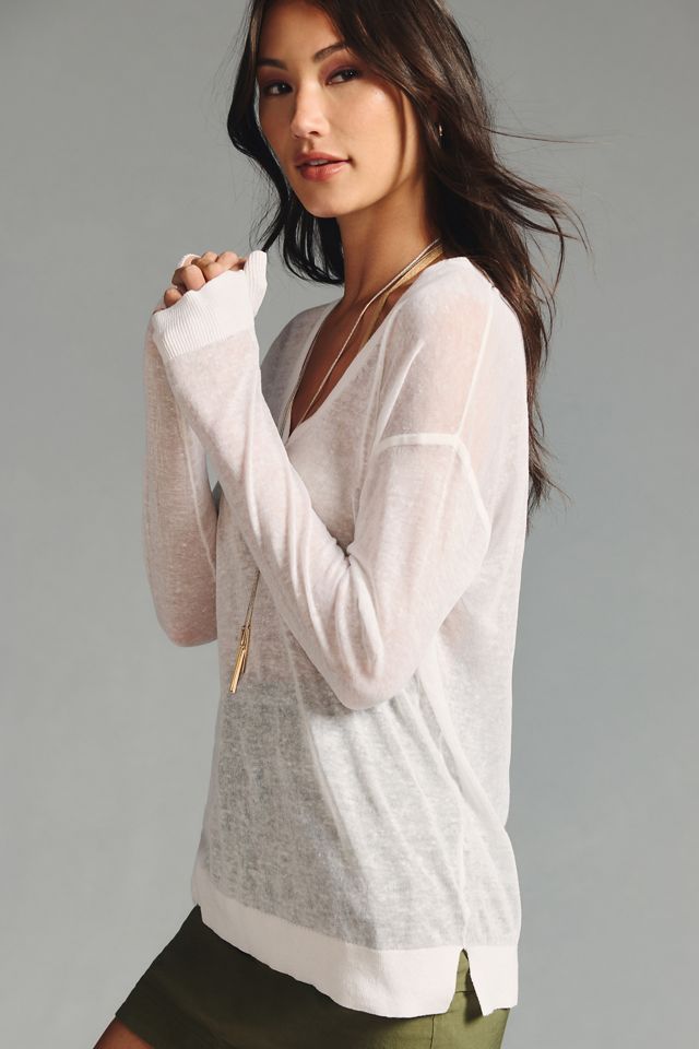 Maeve Sheer Oversized V-Neck Sweater #1
