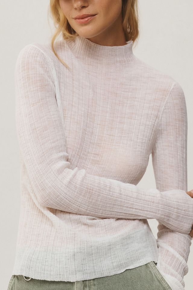 By Anthropologie Sheer Mock-Neck Long-Sleeve Sweater #3