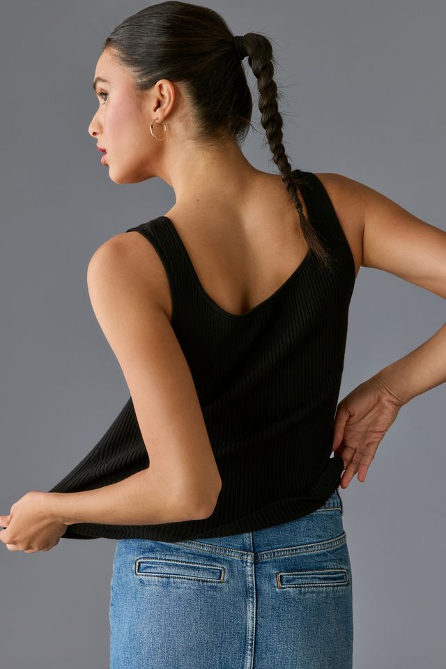 Maeve Lace Sleeveless Plunge Knitted Tank Top #1