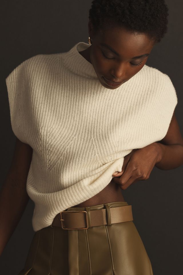 Maeve Mock-Neck Muscle Crop Sleeveless Sweater #4