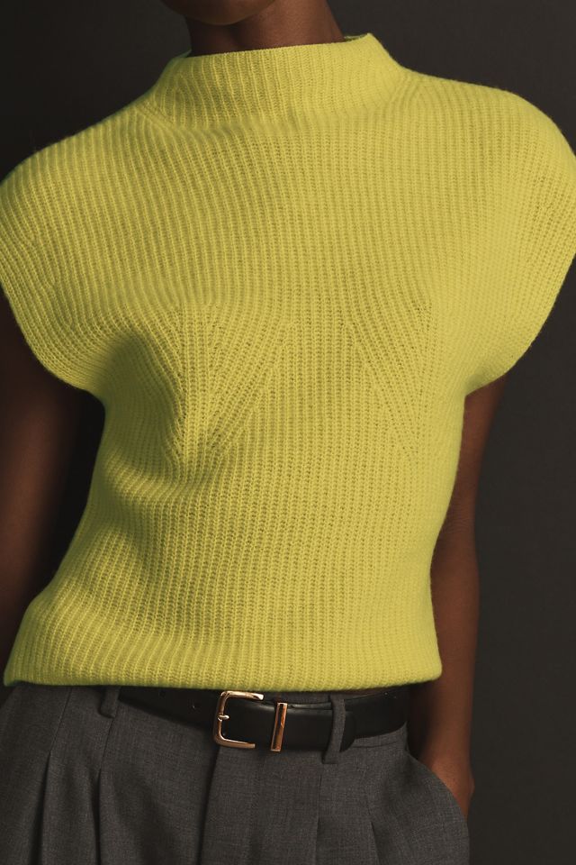 Pull sans manches en laine court à col montant Maeve #3