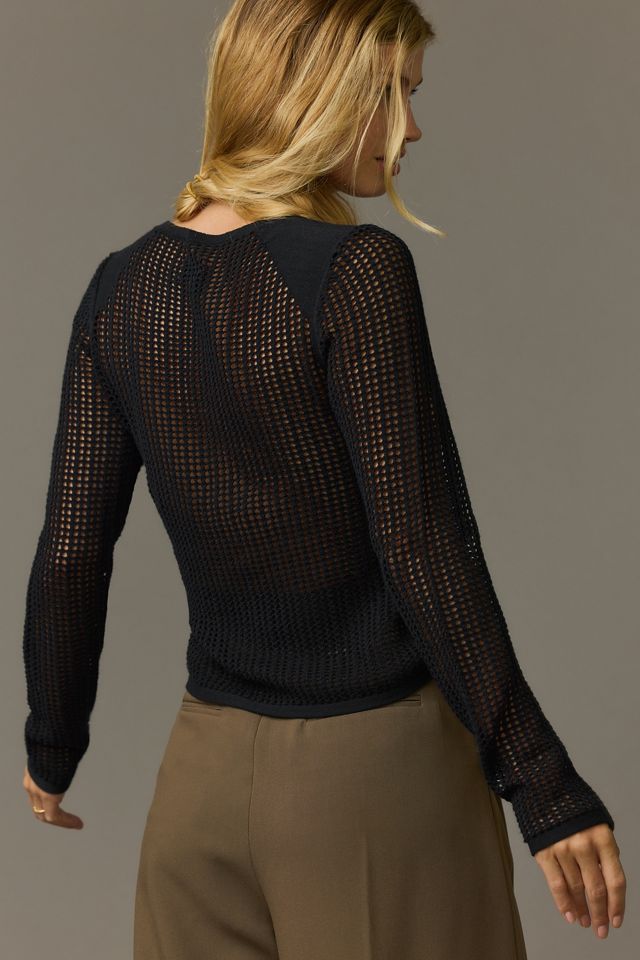 Maeve Open-Stitch Mesh Sweater #1