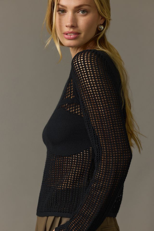 Maeve Open-Stitch Mesh Sweater #3