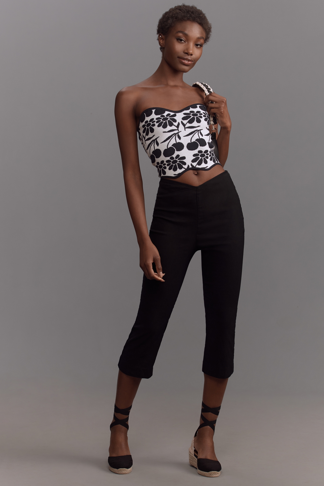 Agathe Marty Printed Scallop Sweater Tube Top