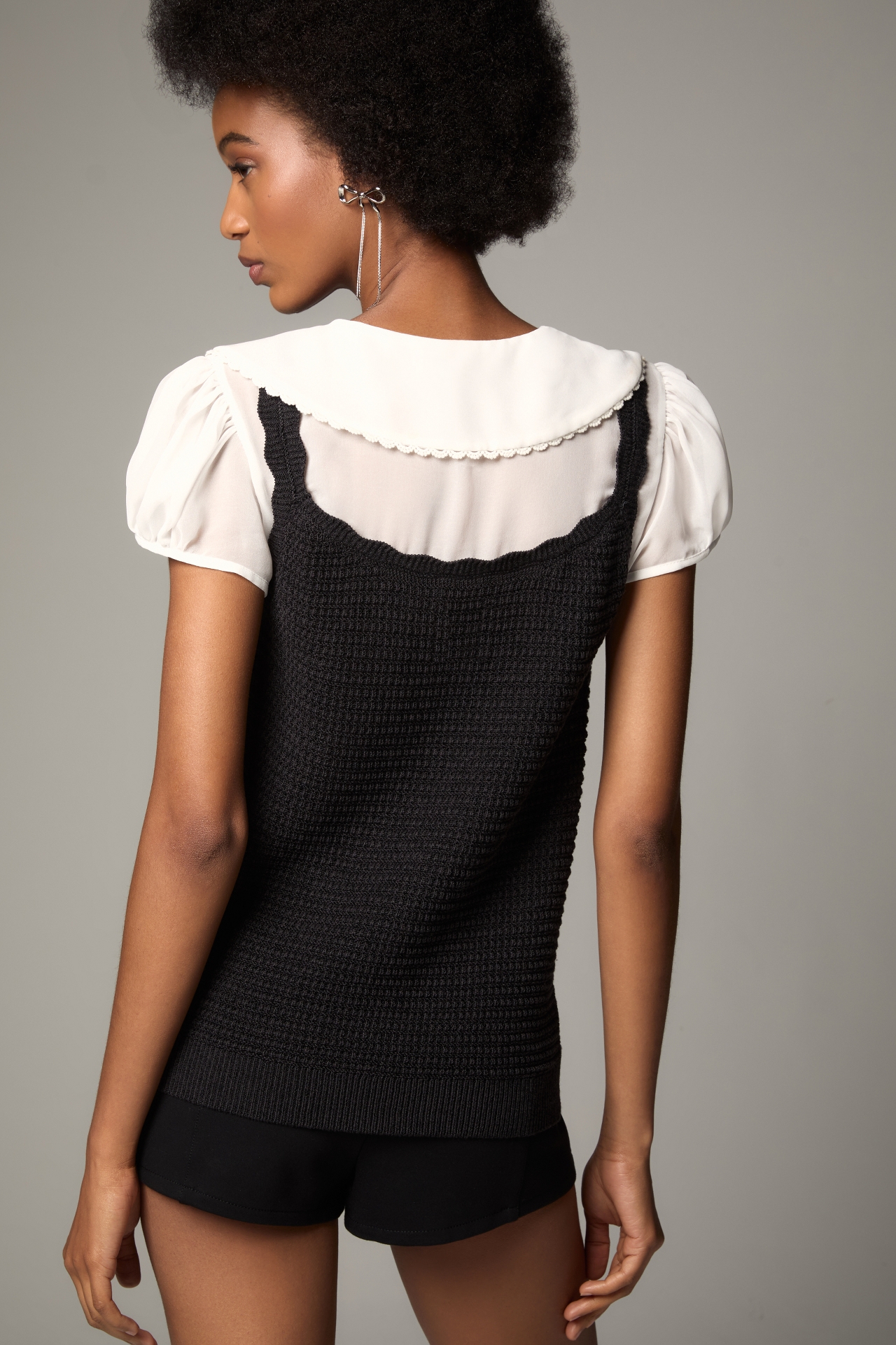 Maeve Peter Pan Collar Twofer Sweater Top