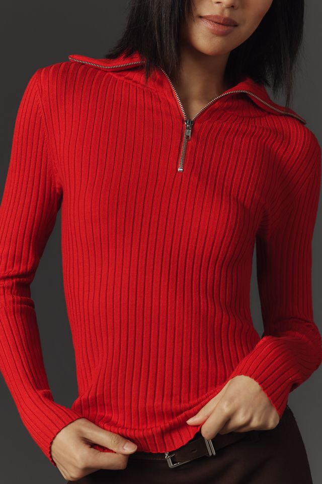 Maeve Fitted Half-Zip Sweater #2