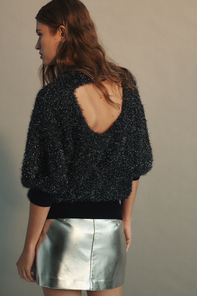The Violetta Short-Sleeve Tinsel Sweater by Maeve #1