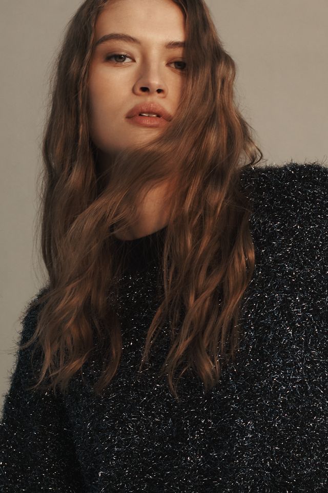The Violetta Short-Sleeve Tinsel Sweater by Maeve #3
