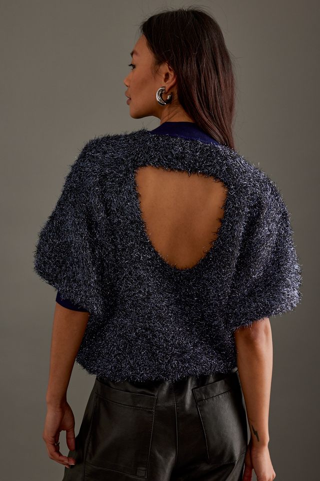 The Violetta Short-Sleeve Tinsel Sweater by Maeve #10