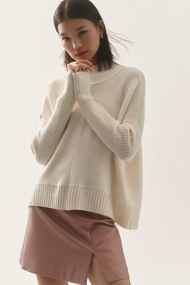 By Anthropologie The Gretchen Cosy Mock-neck Jumper In White