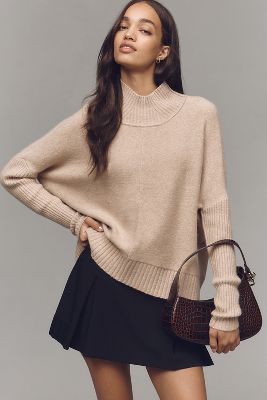 Shop By Anthropologie The Gretchen Cozy Mock-neck Sweater In Beige