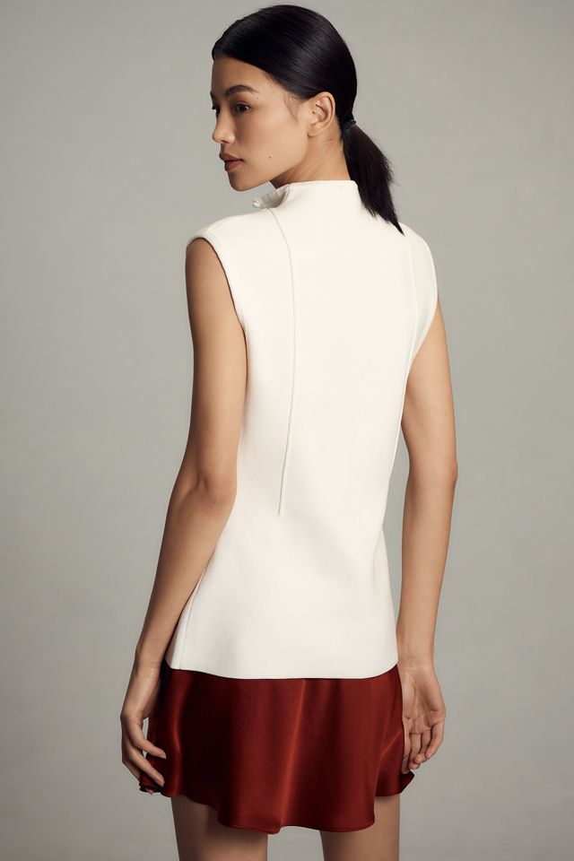 By Anthropologie Mock-Neck Sleeveless Cardigan Sweater