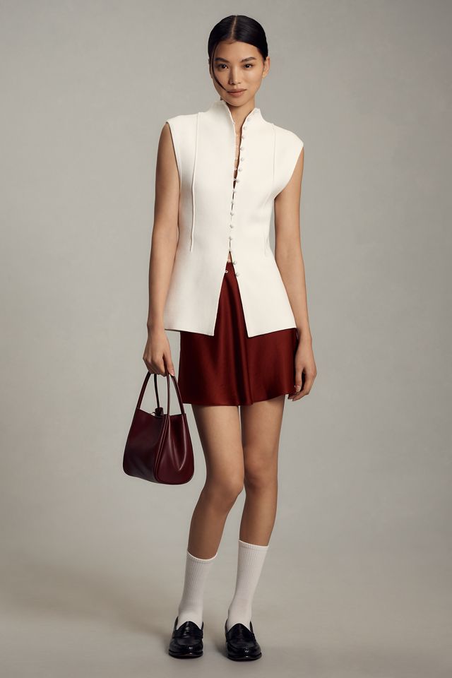 By Anthropologie Mock-Neck Sleeveless Cardigan Sweater