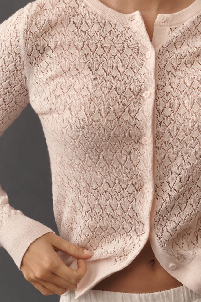 By Anthropologie Juliet Pointelle Long-Sleeve Cotton-Blend Cardigan #3