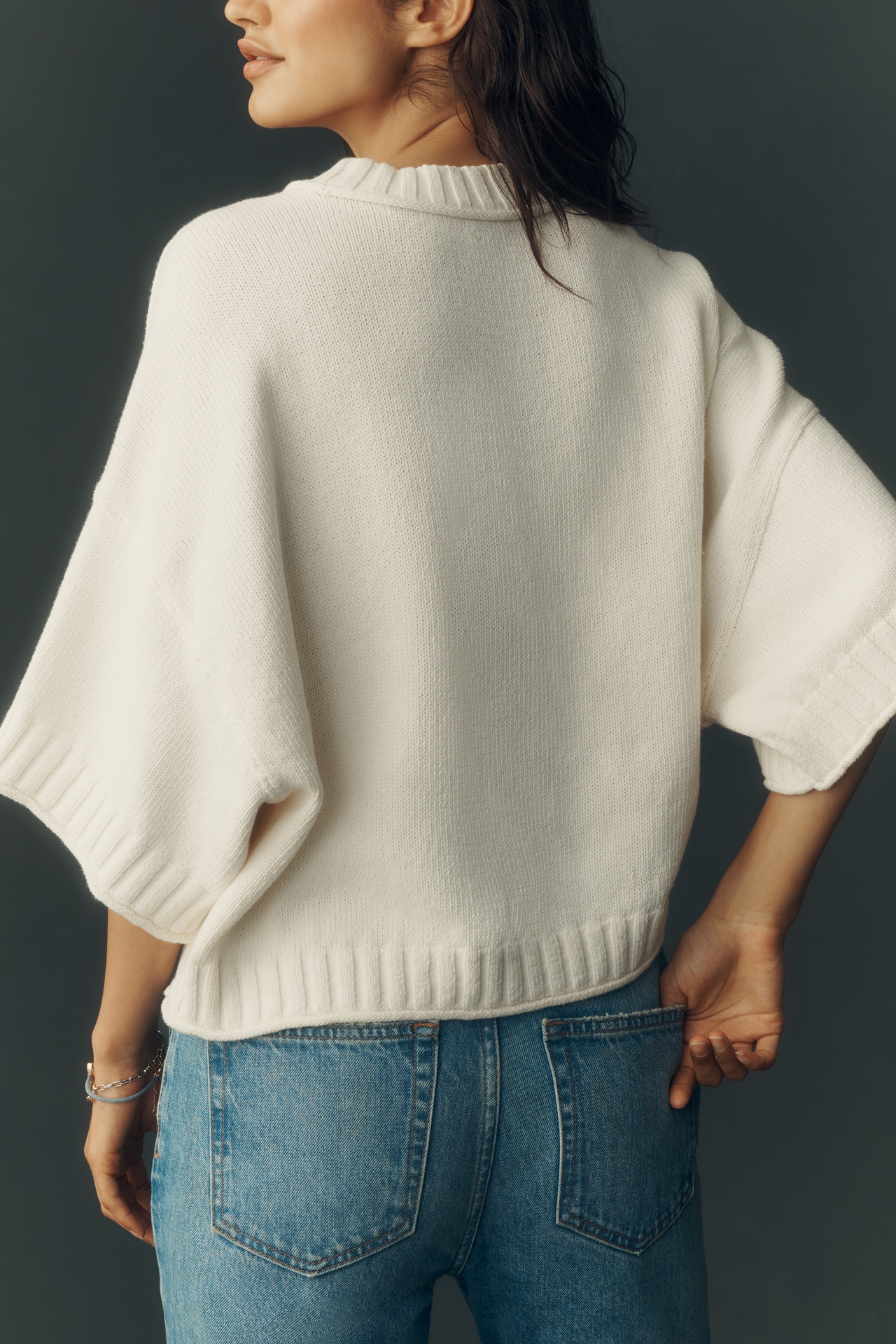 Goldie Cotton Short-Sleeve Sweater