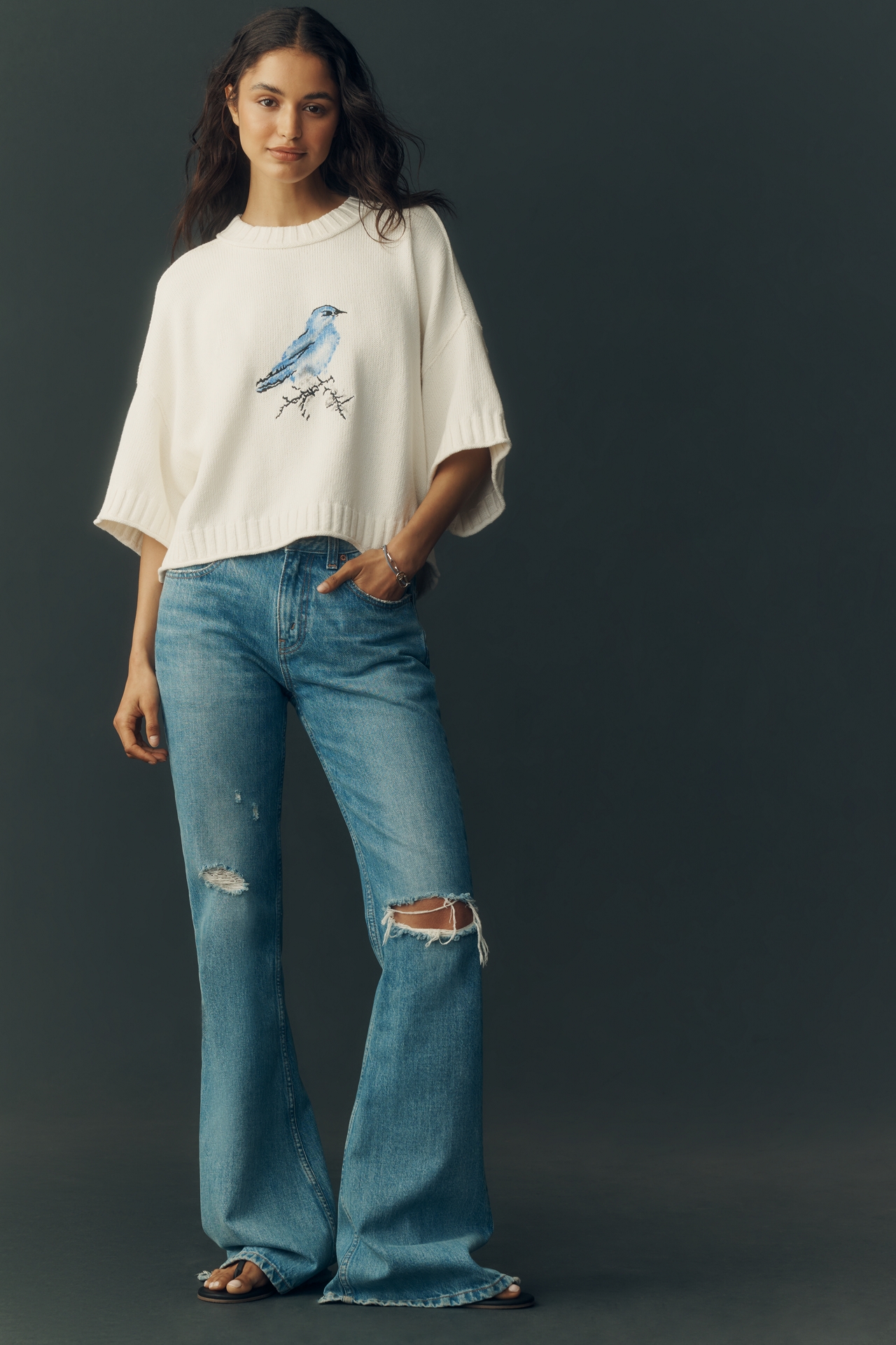 Goldie Cotton Short-Sleeve Sweater