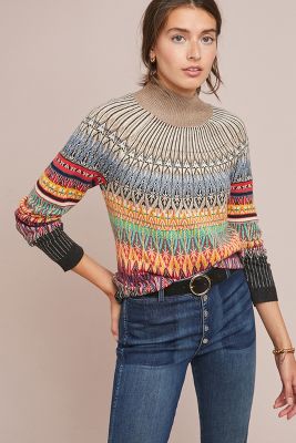 Anthropologie Multicolored Ryan Fair Isle Sweater Wool Blend deals Pullover Sz S