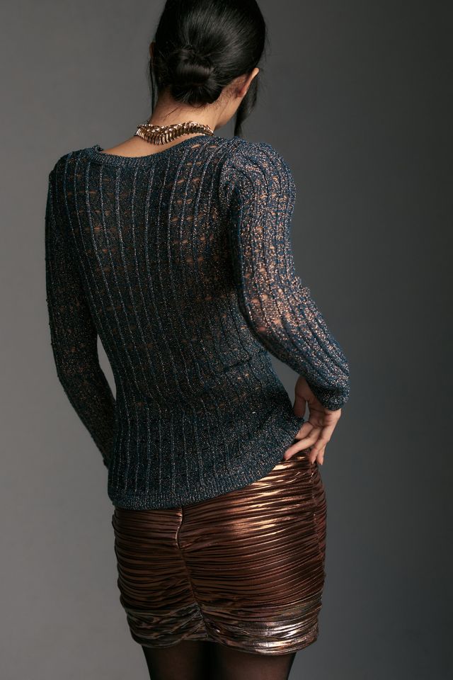 Pilcro Long-Sleeve Open-Stitch Netting Sweater #1