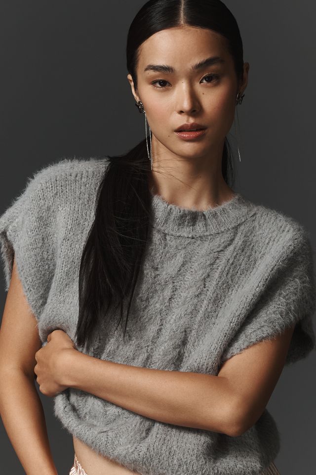 By Anthropologie Tie-Back Cable Muscle Sweater Top #2