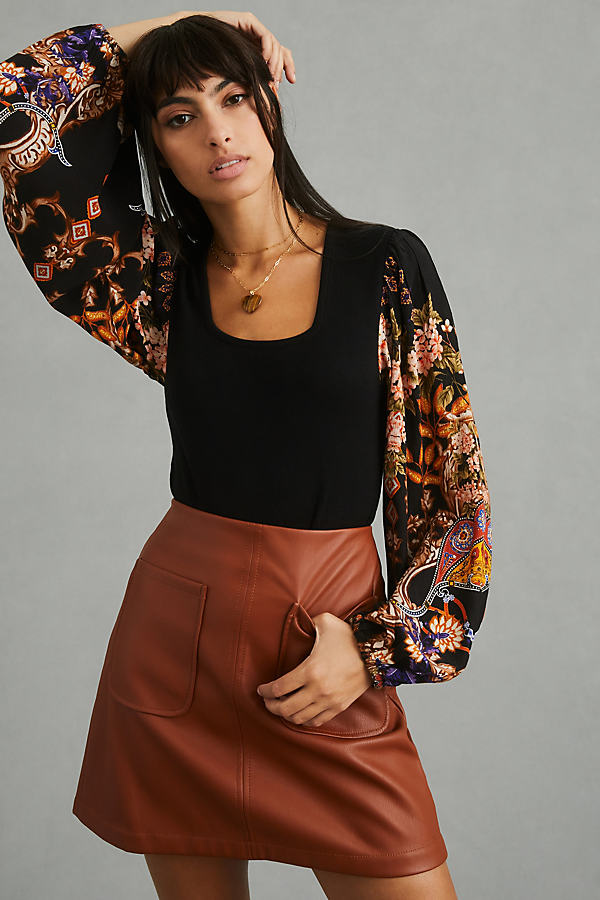 Bl-nk Printed-sleeve Sweater Top In Assorted