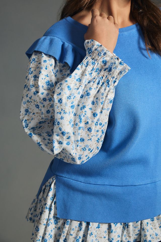 By Anthropologie Flutter-Sleeve Layered Sweater #6