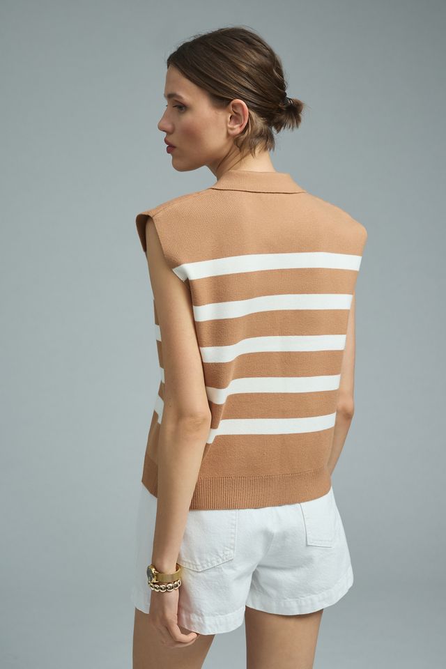 Maeve Stripe Collared Sleeveless Sweater Vest #2