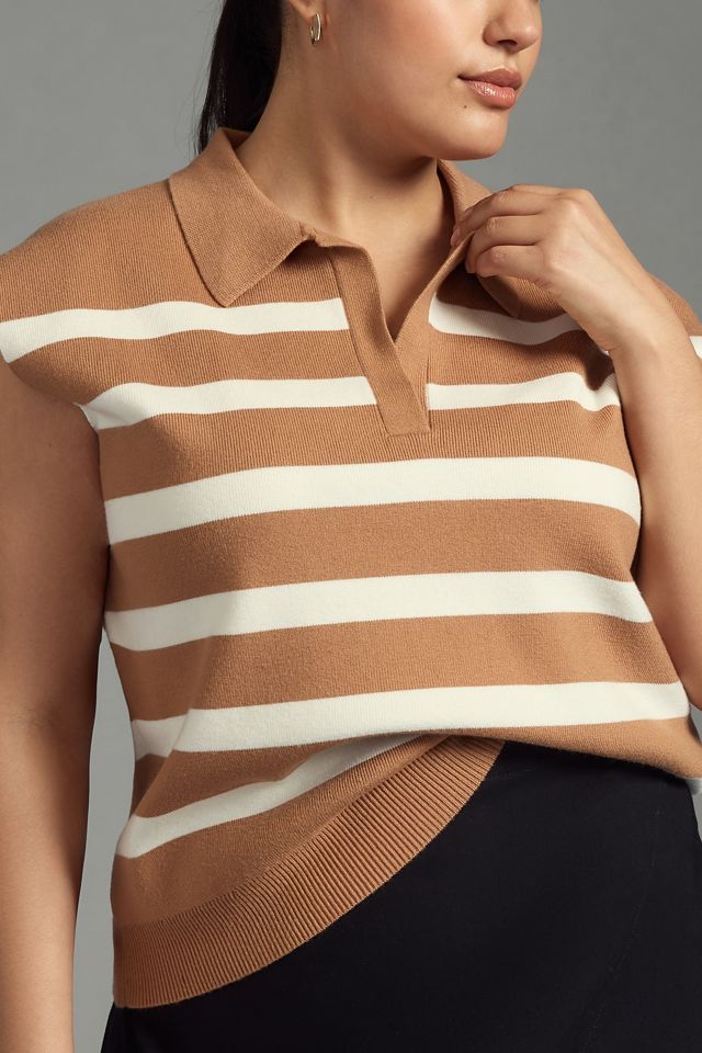 Maeve Stripe Collared Sleeveless Sweater Vest #4