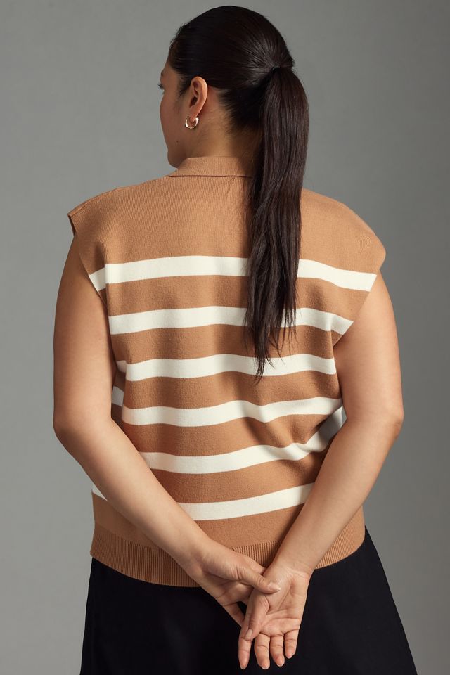 Maeve Stripe Collared Sleeveless Sweater Vest #5