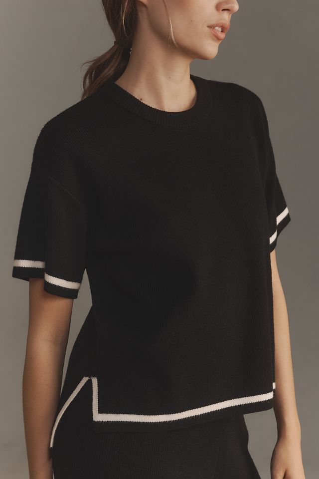 English Factory Short-Sleeve Tipped Boxy Sweater #3
